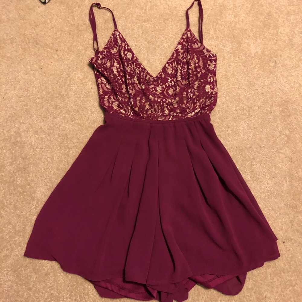 Windsor purple backless with tie lace romper